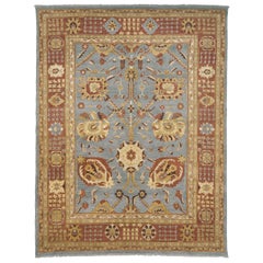 Luxury Traditional Hand-Knotted Tabriz Grey and Amber 14x26 Rug