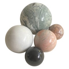 Marble Decorative Balls, different Colors France 1970, Set of 5