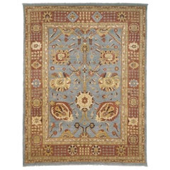 Luxury Traditional Hand-Knotted Tabriz Grey and Amber 16x28 Rug