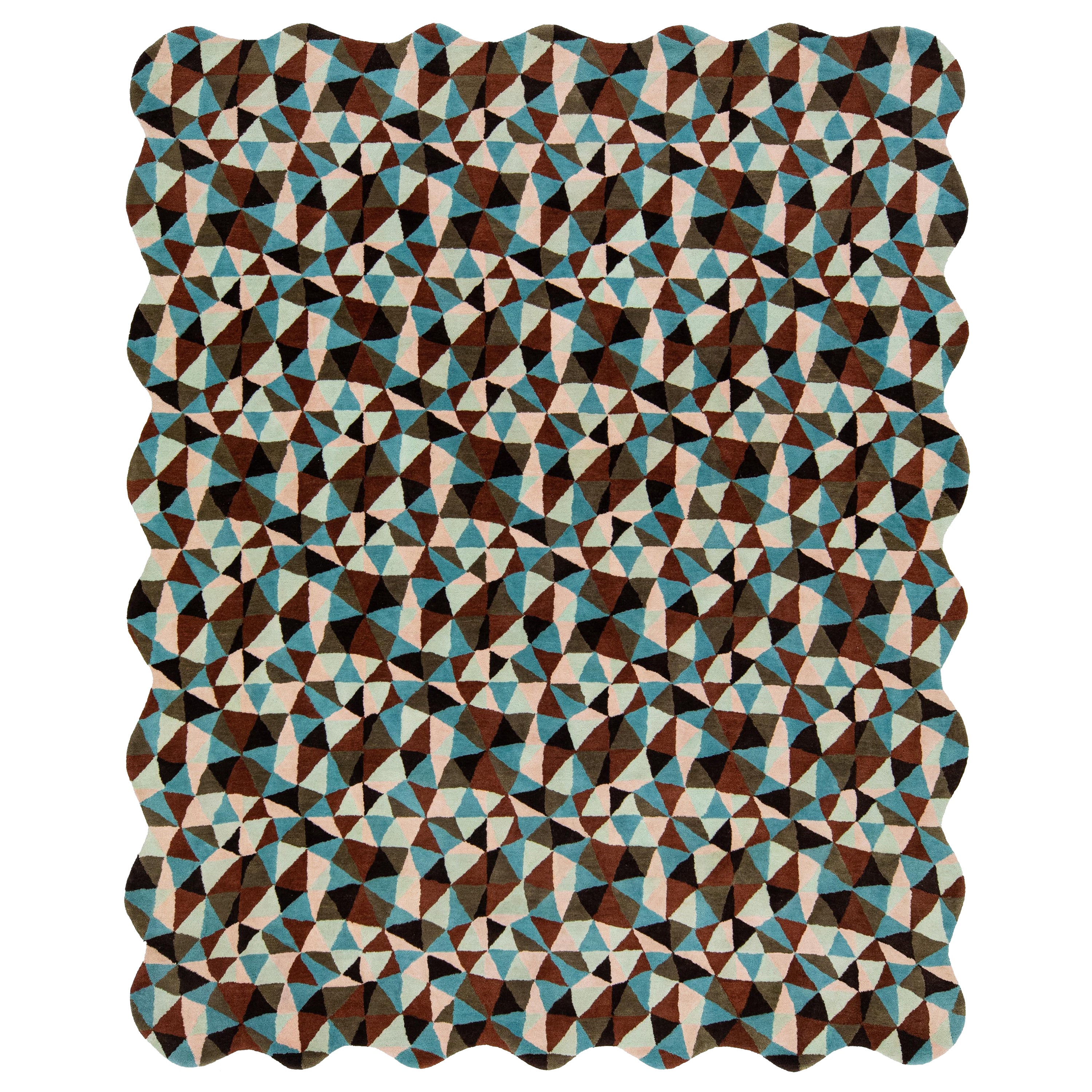 Mosaico Handgetufteter moderner Wollteppich mit mehrfarbigem Muster von Apadana im Angebot