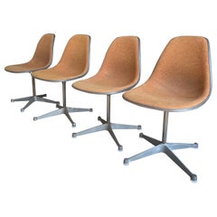 Set of Four Vintage Eames Chairs Contractor Swivel Base for Herman Miller