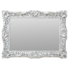French Louis XV Rococo Style Silvered Wood Mirror