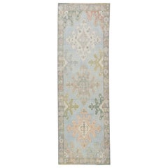 Handwoven Wool Turkish Oushak Rug 3'11"x 11'6"