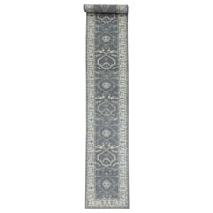 Handgewebter türkischer Oushak-Teppich aus Wolle 2'10"x 27'