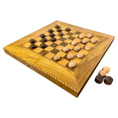 Vintage Marquetry Checker board 