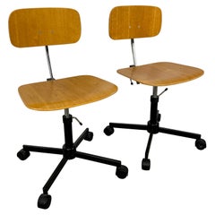 Retro Pair of Rabami Danish Teak Kevi Desk Chairs