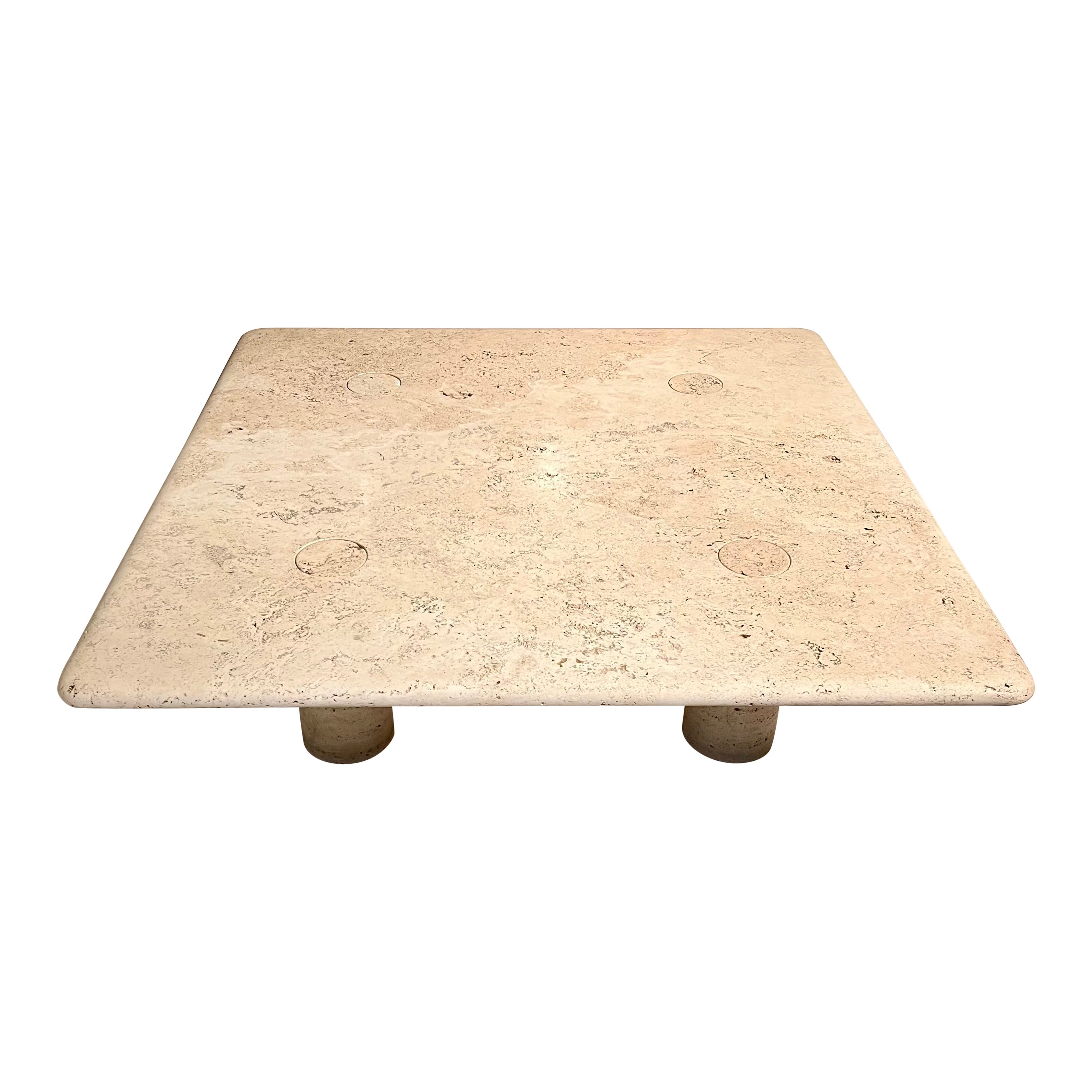 Sublime Travertine Coffee Table by Angello Mangiarotti, Italy 1970 For Sale