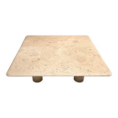 Vintage Sublime Travertine Coffee Table by Angello Mangiarotti, Italy 1970