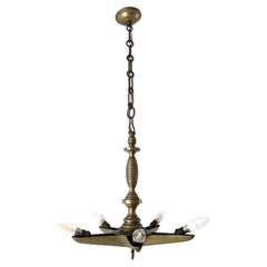 Used Unique Full Brass Star Design Church Chandelier, 1940s, France