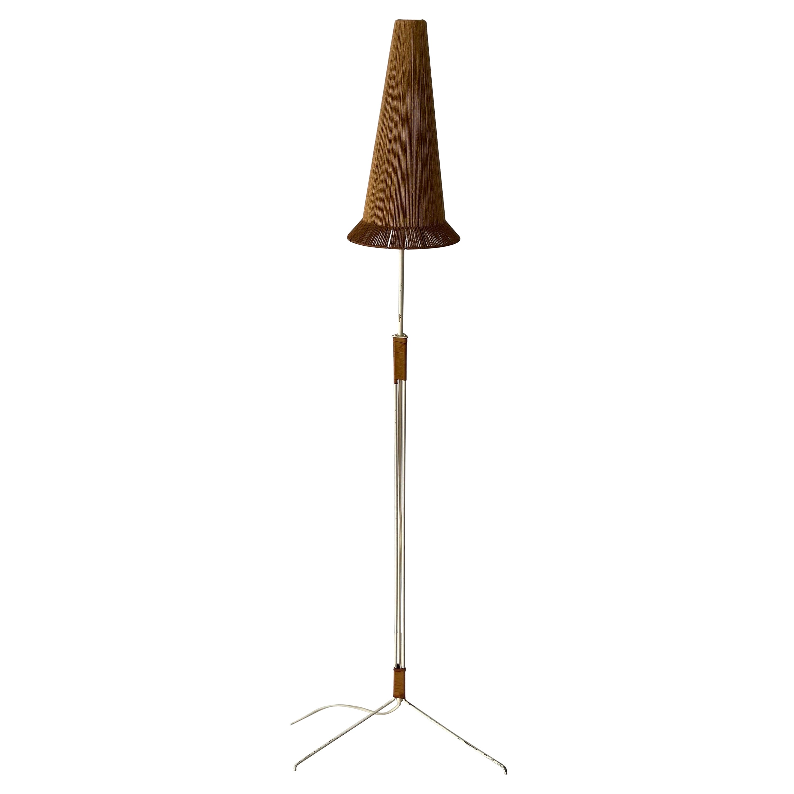 Raffia Bast Floor Lamp by Hans-Agne Jakobsson for Markaryd, 1960s, Sweden For Sale