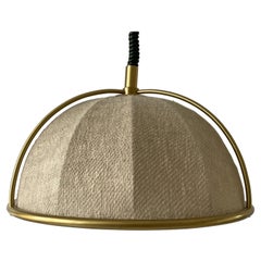 Luxury Fabric and Brass Adjustable Large Pendant Lamp by WKR, 1970s, Germany