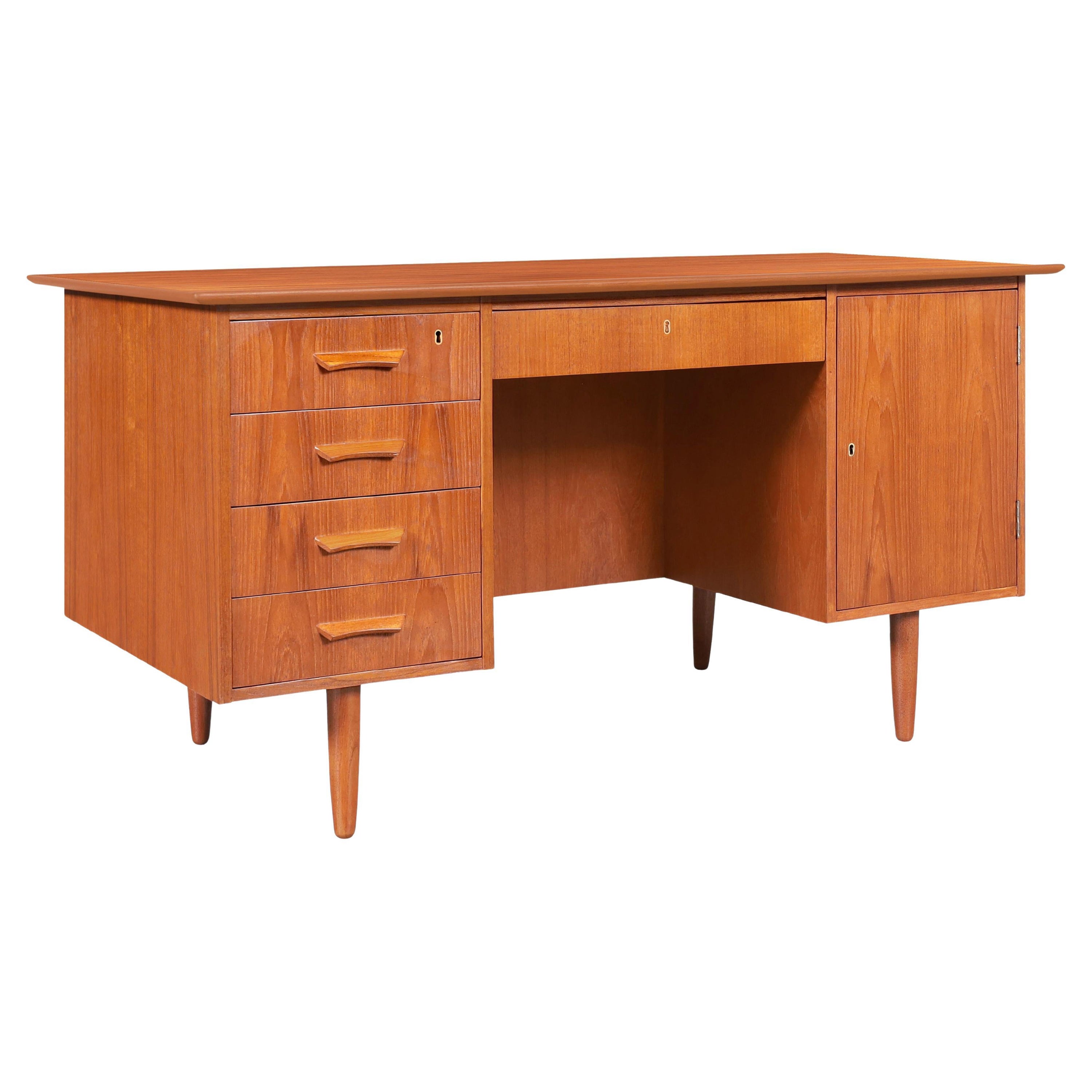 Danish Modern Teak Desk with Bookcase For Sale