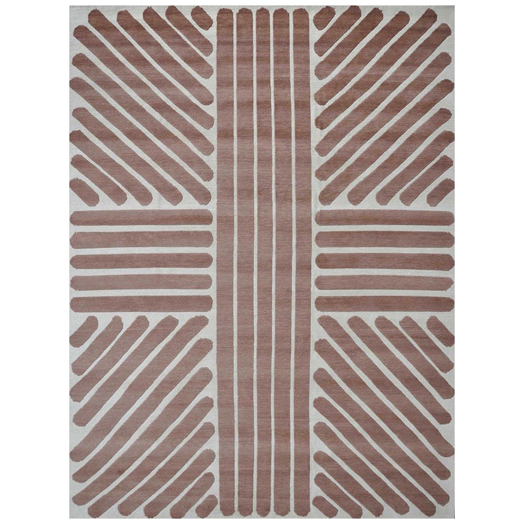 "Zulu - Blush + Cream" /  9' x 12' / Hand-Knotted Wool Rug For Sale