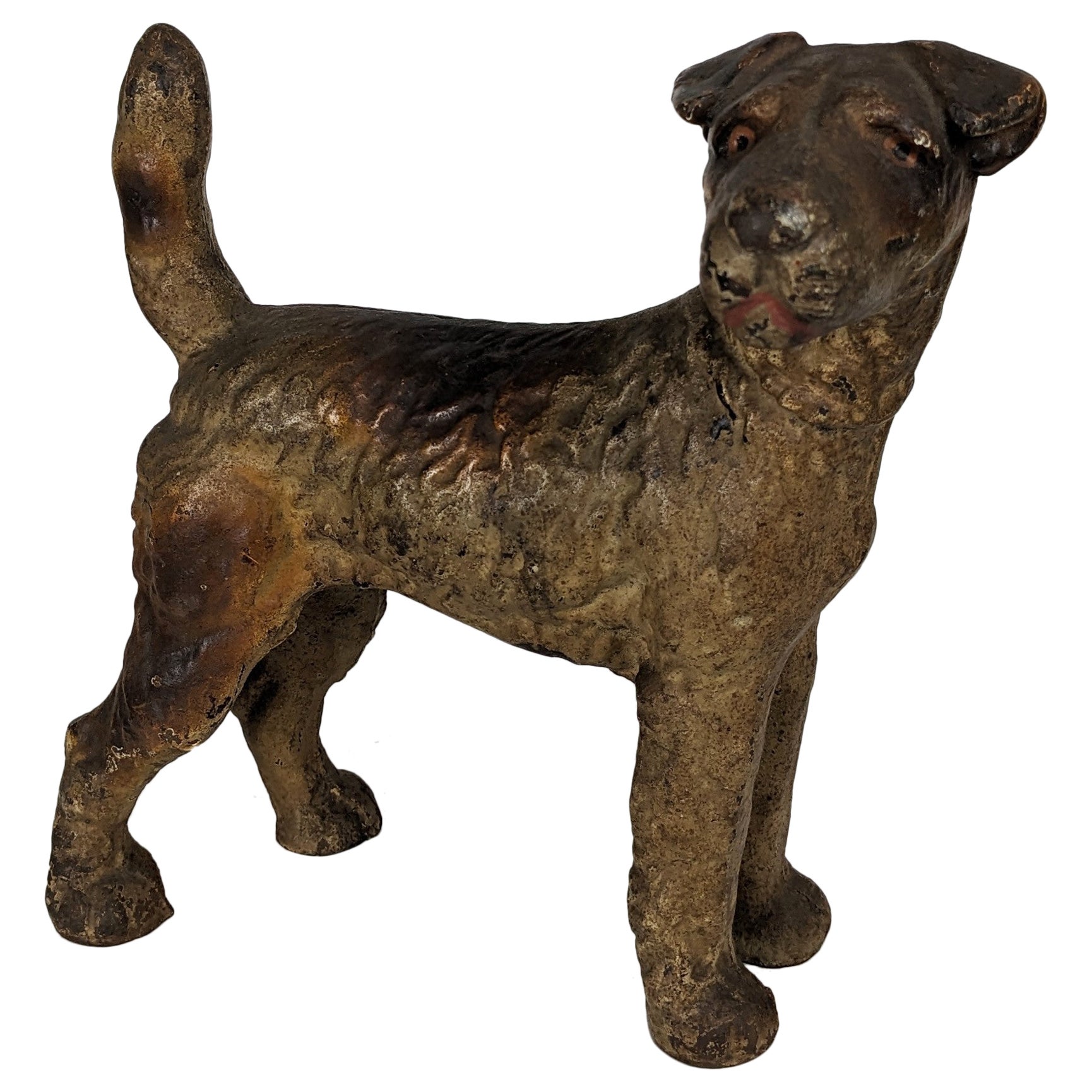 Antique Wire Fox Terrier Iron Door Stop, Hubley For Sale