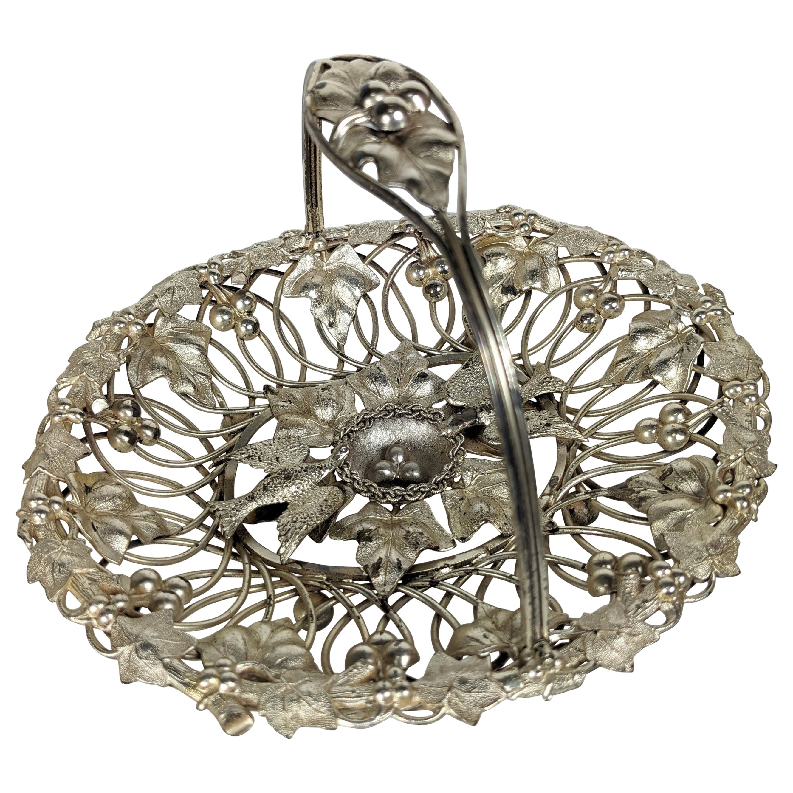 Victorian Silver Figural Plated Brides Basket For Sale