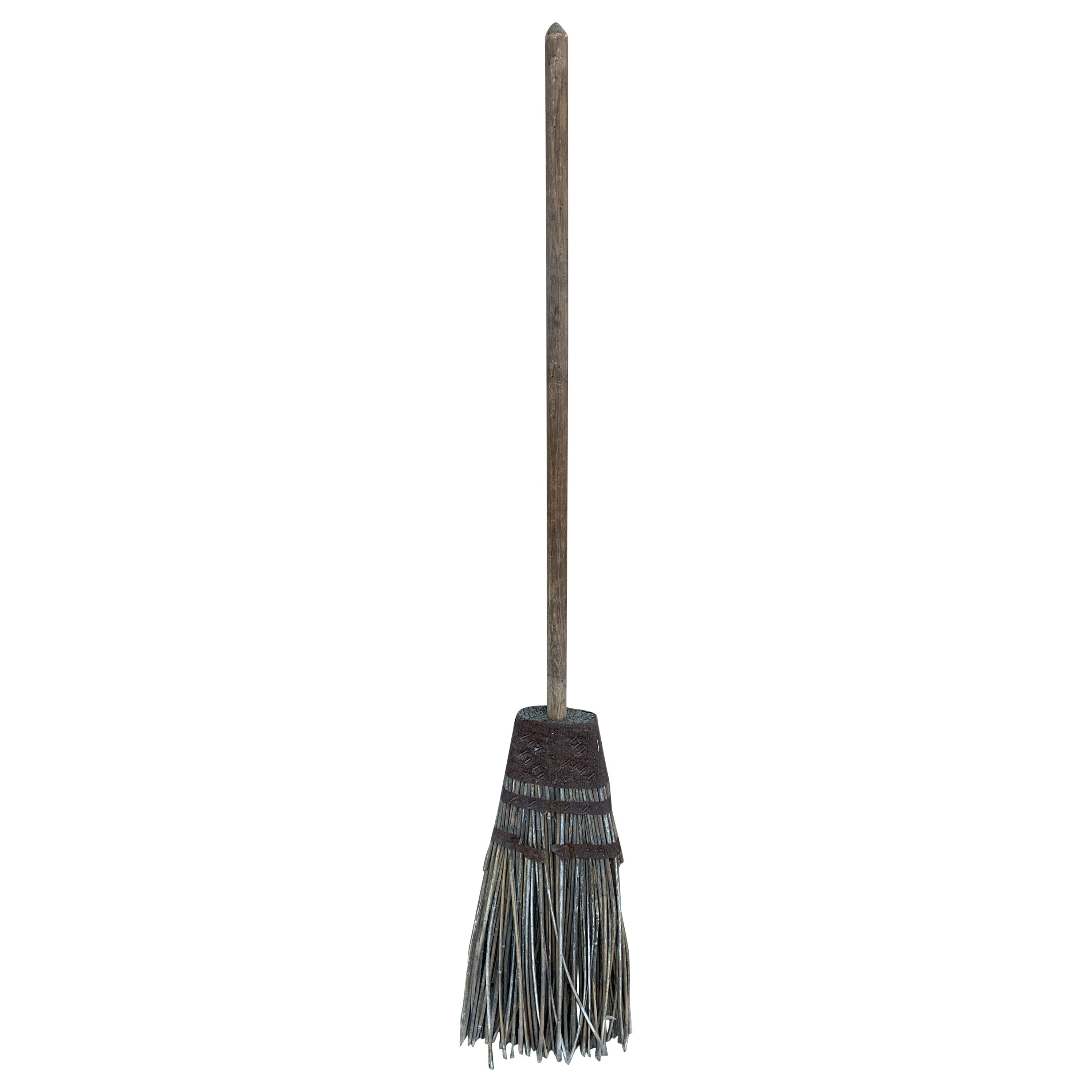 Antique Early 19th Century Rustic Hand Made Wooden Broom For Sale