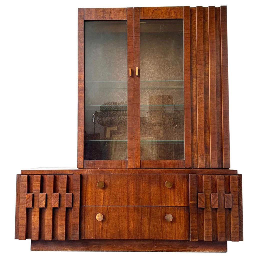 Lane Staccato Brutalist Paul Evans style china cabinet 