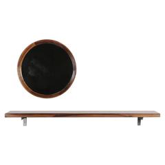 Brazilian Modern Wall-Mounted Shelf and Round Mirror by Sergio Rodrigues