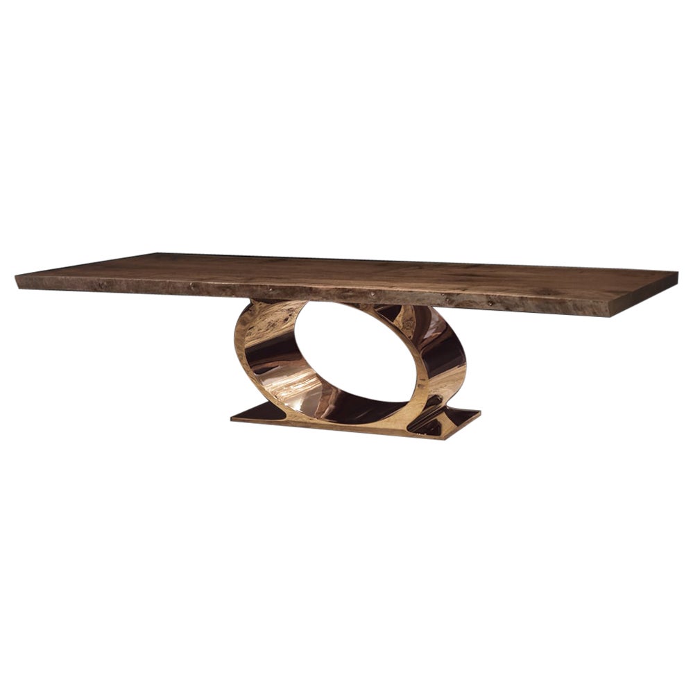 O Base Table Seamed Walnut Top For Sale