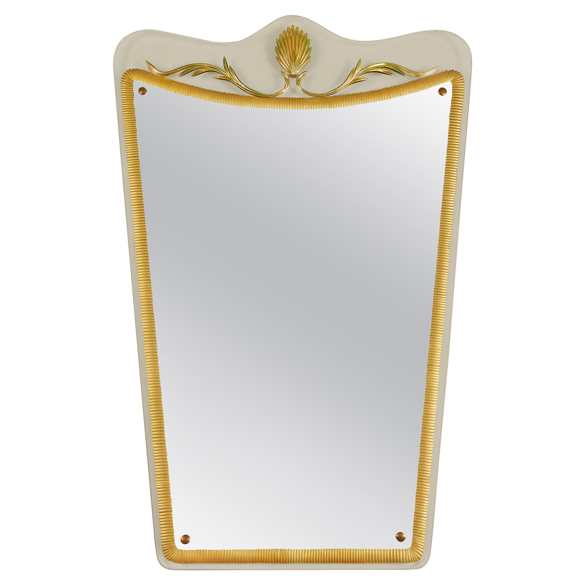 Mid-century Italian Murano decorative gilt mirror, 1950s For Sale