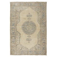 Tapis vintage en laine d'Oushak turc lavé à la main, 7,3x10.8 Ft