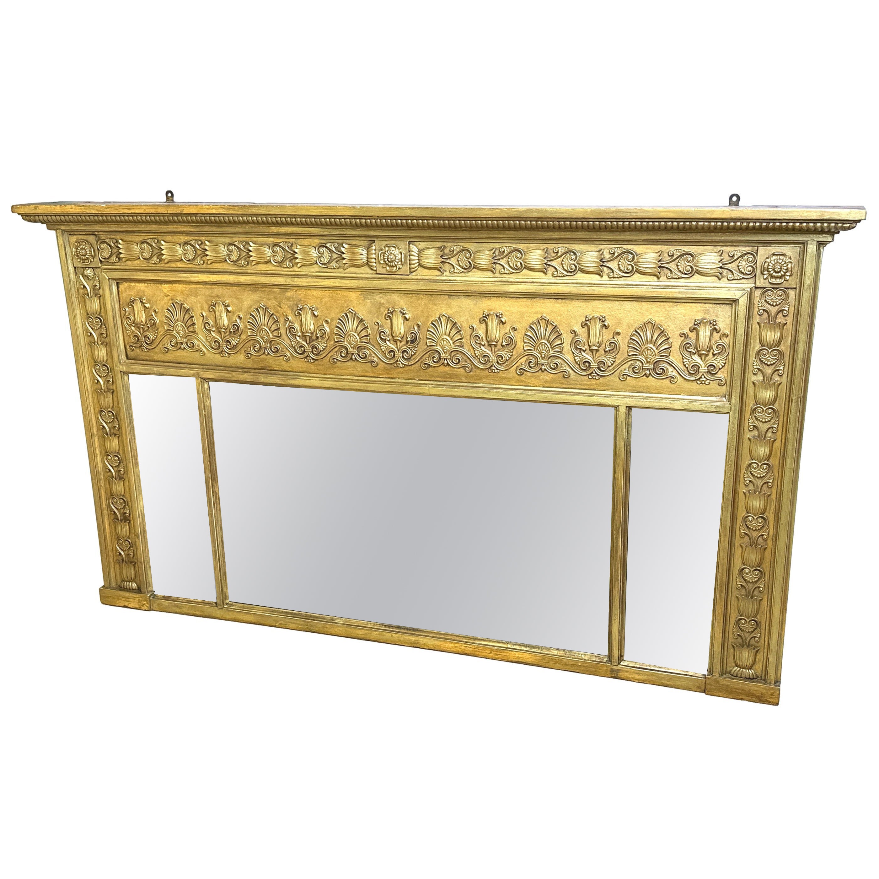 Regency 19th Century Giltwood Overmantle Mirror For Sale