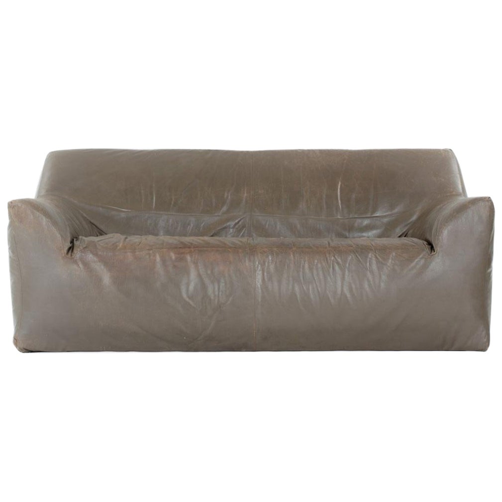 Ligne Roset sofa in brown leather 1980 For Sale