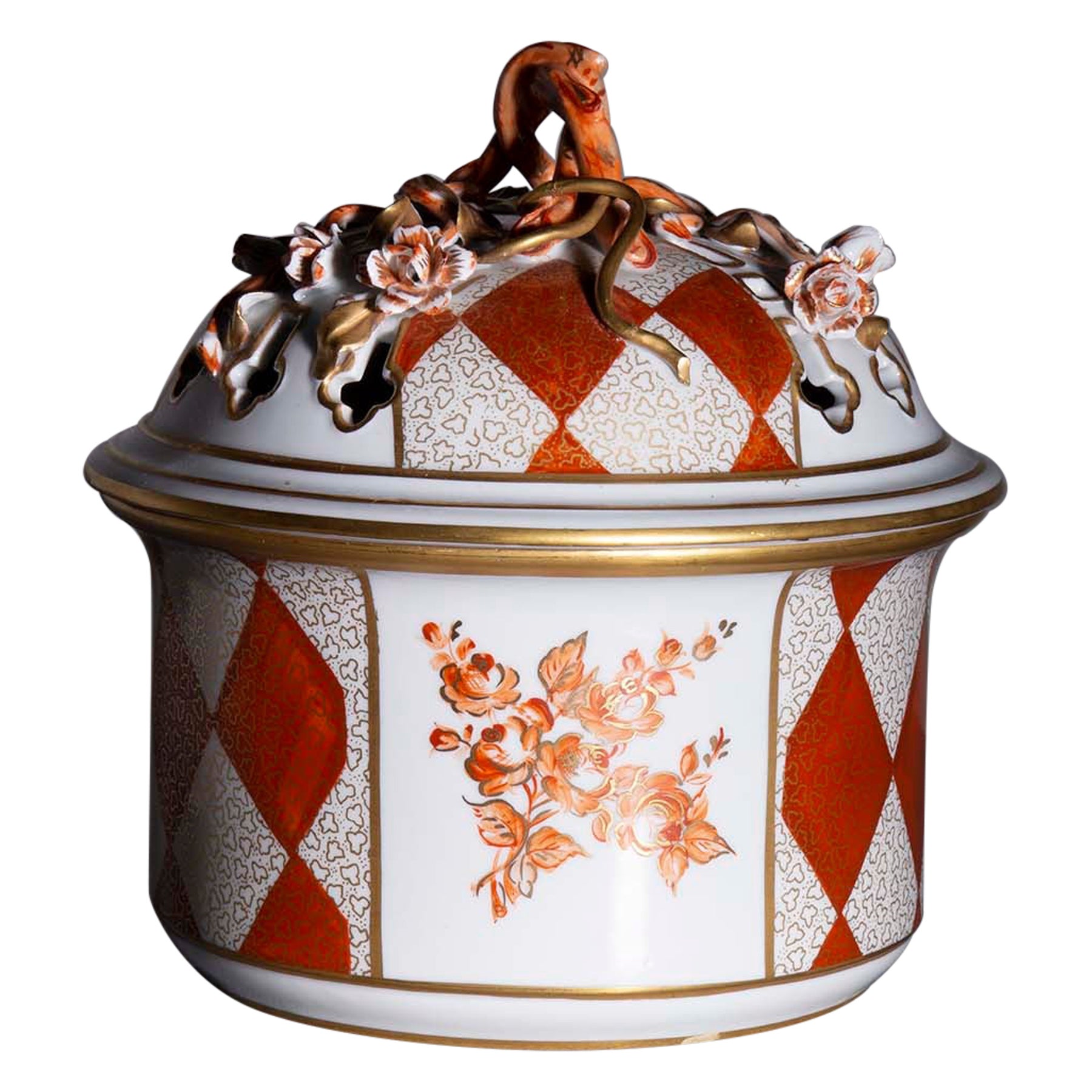 Hand-Painted Sèvres Porcelain Biscuit Jar with Marking For Sale