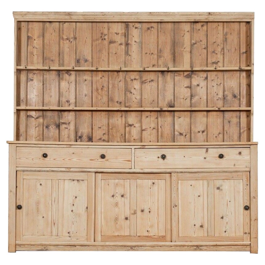 Large 19thC English Pine Dresser For Sale