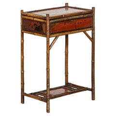 Used Early 20thC English Bamboo Sewing Side Table