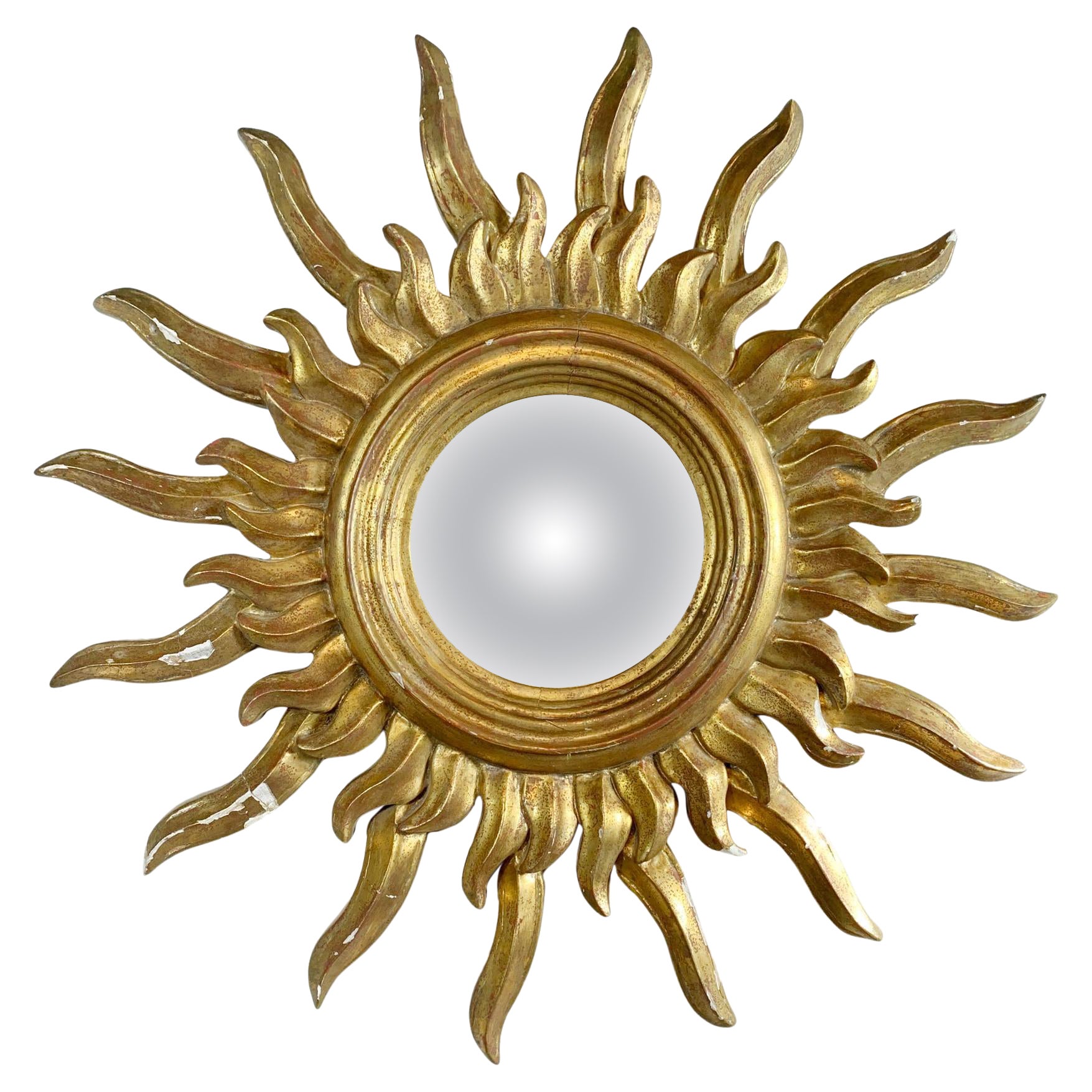 Sunburst Mirror Wood and Gold Gesso 1920’s For Sale