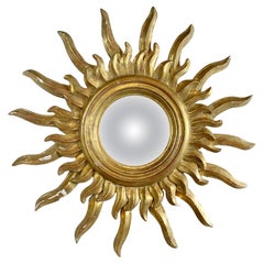 Antique Sunburst Mirror Wood and Gold Gesso 1920’s