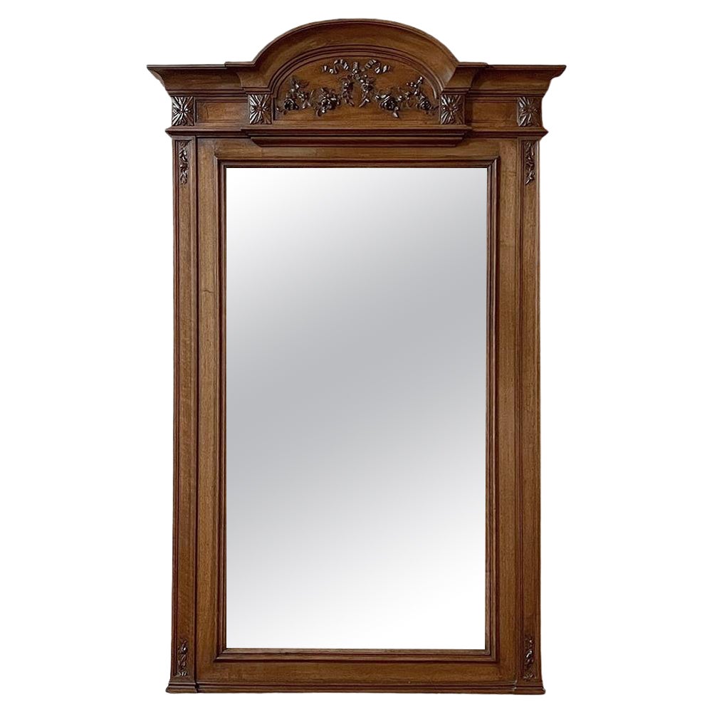 Antique French Louis XVI Carved Walnut Mirror For Sale