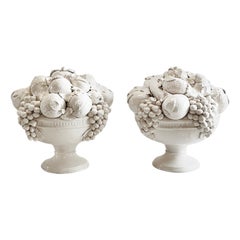 20th Century Italian Pair of Fruit Décor - Vintage Ceramic Vases