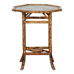 Table octogonale anglaise en bambou du 19e siècle