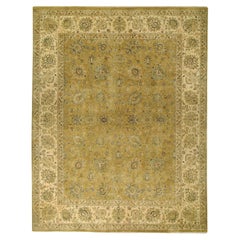 Tapis traditionnel de luxe noué à la main Reatta or et crème 10x14