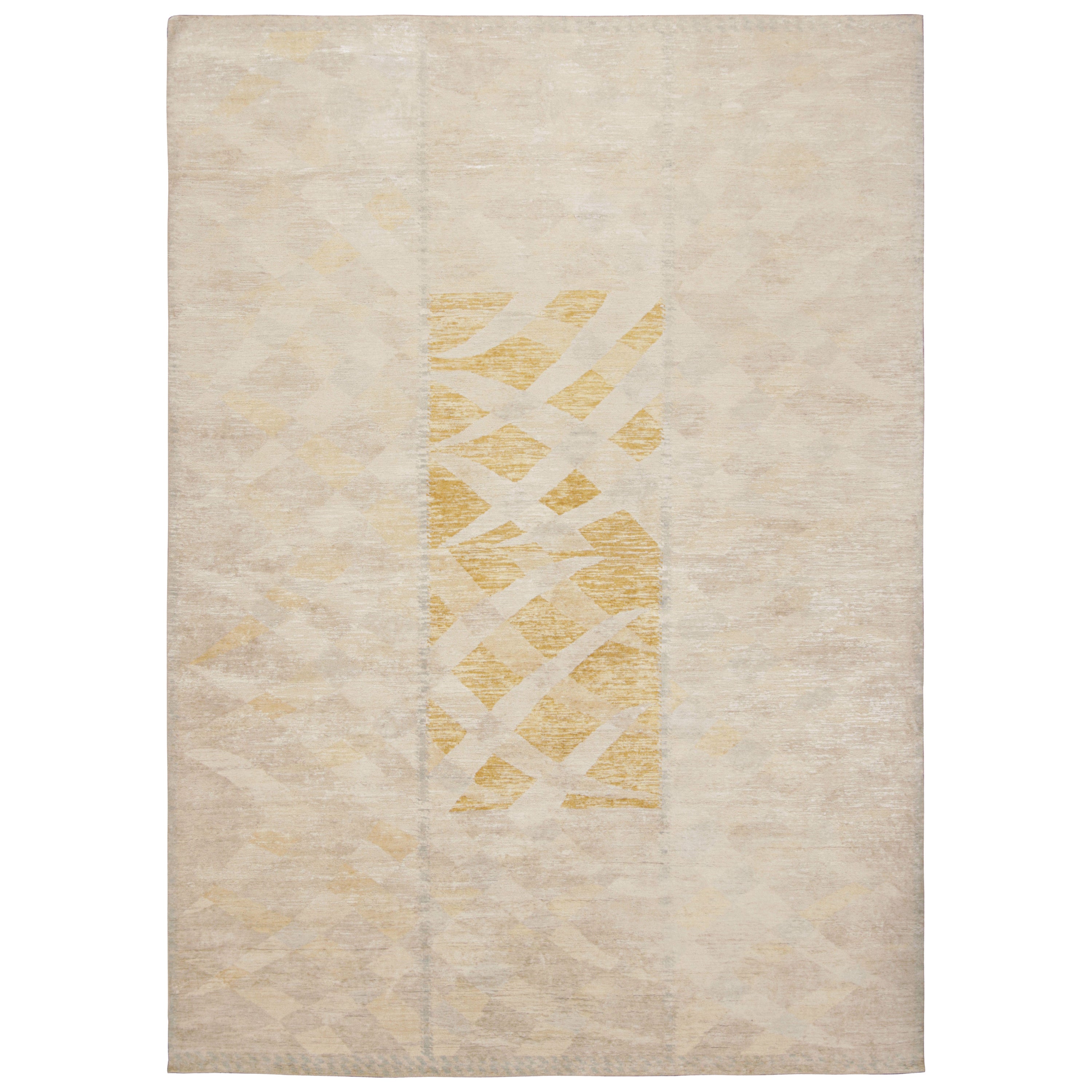 Rug & Kilim’s Scandinavian Style Rug in Beige and Gray, with Geometric Patterns For Sale