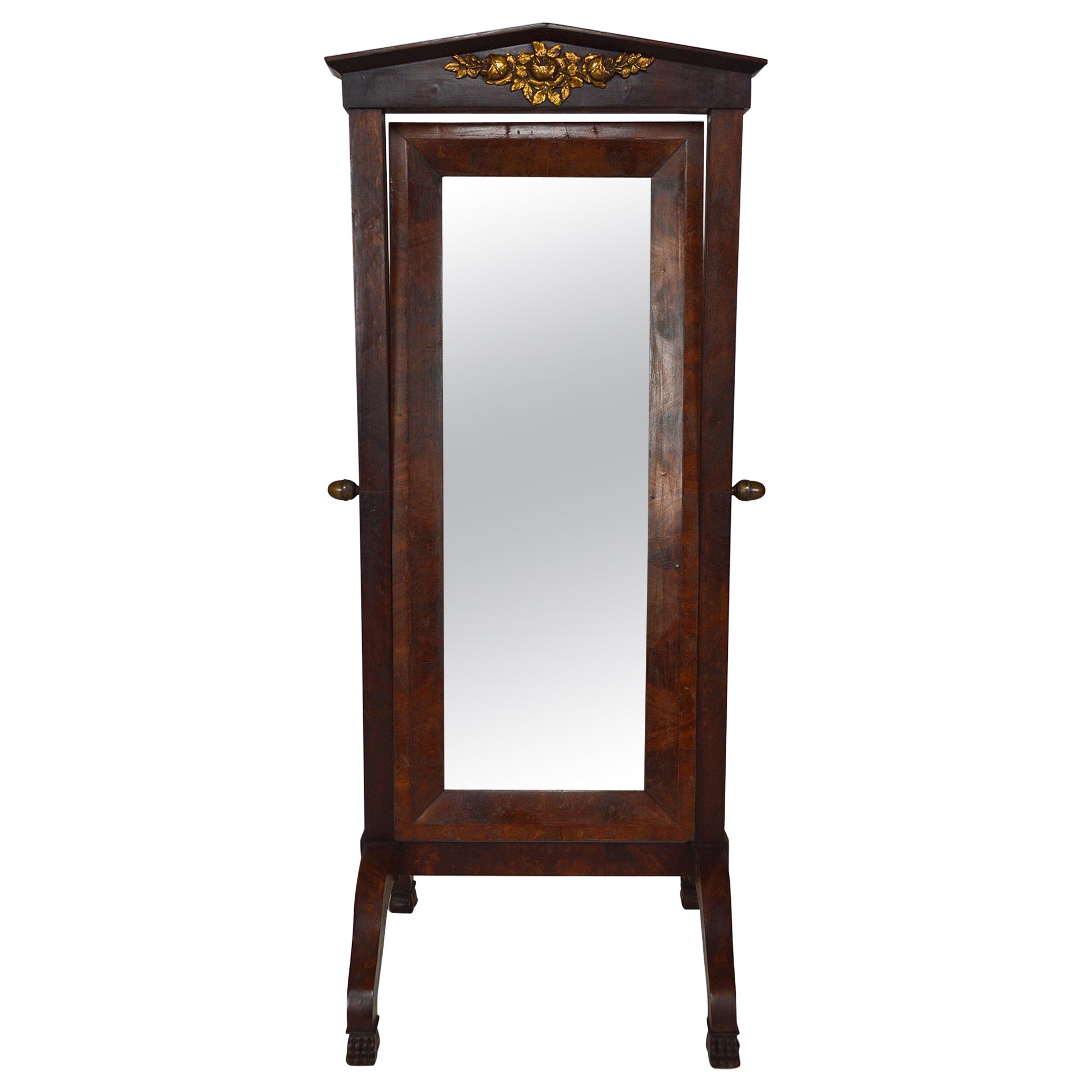 Empire Psyche Mirror in Mahogany, France, early 19th century For Sale