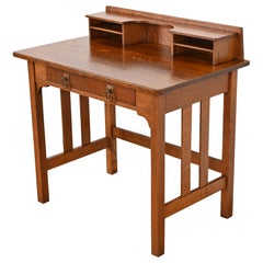 Retro Stickley Brothers Mission Oak Arts & Crafts Writing Desk, Circa 1900