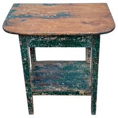 19th Century Two Tier Side Table in Original Green Paint