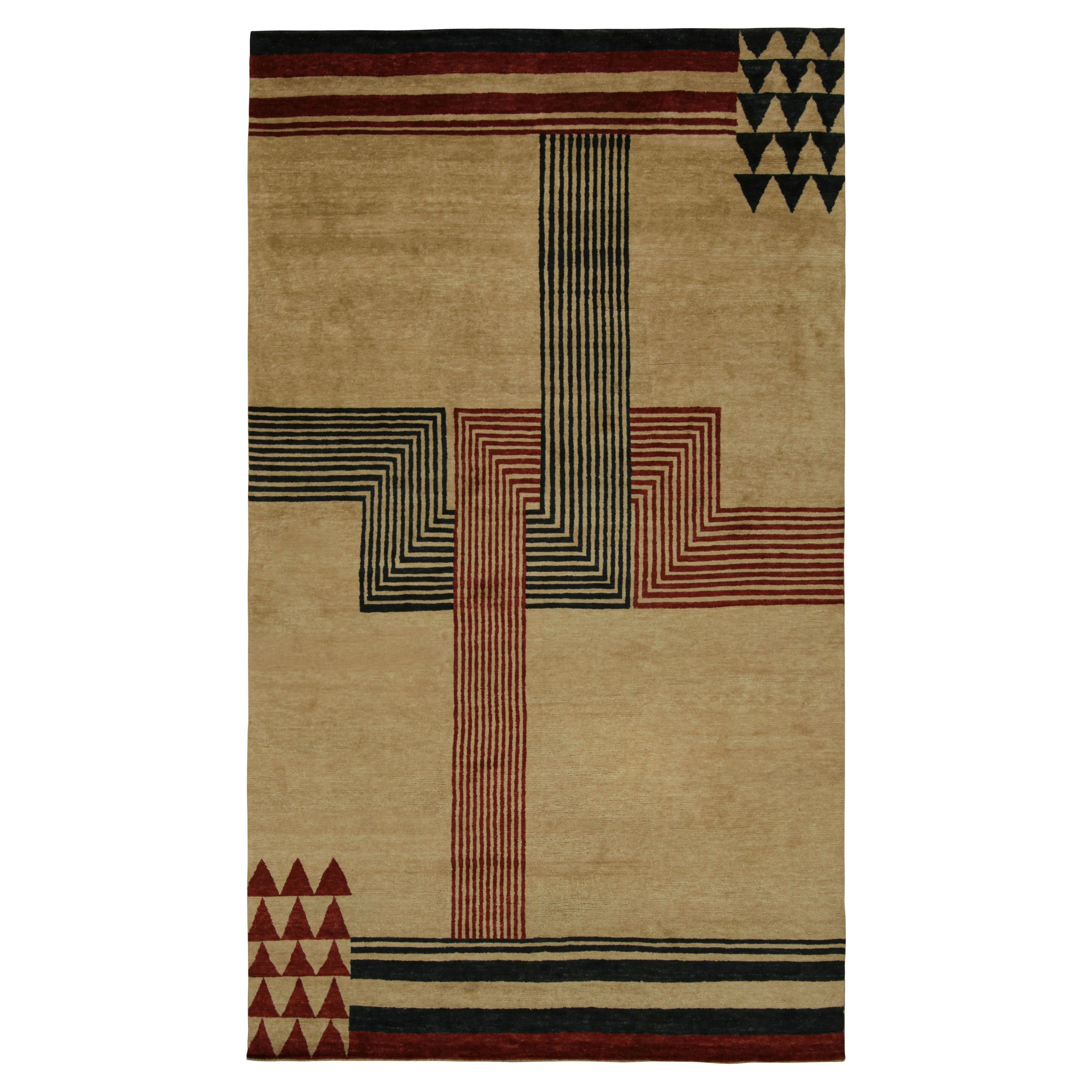 Rug & Kilim’s Modern French Art Deco Style Rug with Rectilinear Geometric For Sale