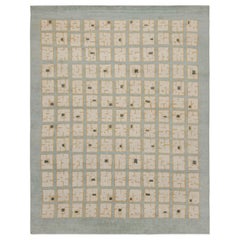 Rug & Kilim's Moderner französischer Teppich im Art Déco-Stil in Himmelblau mit geometrischem Muster 