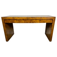 Classic Modernist 3-Drawer Burl Wood Desk designed by Milo Baughman