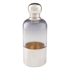 Used Sampson Mordan Silver and Glass Spirit Flask London 1893