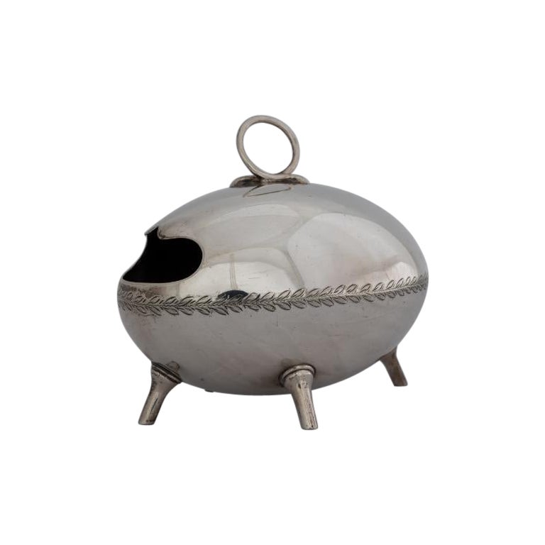 Walker Hall Dr C Dresser style. An Aesthetic Movement silver plated spoon warmer For Sale