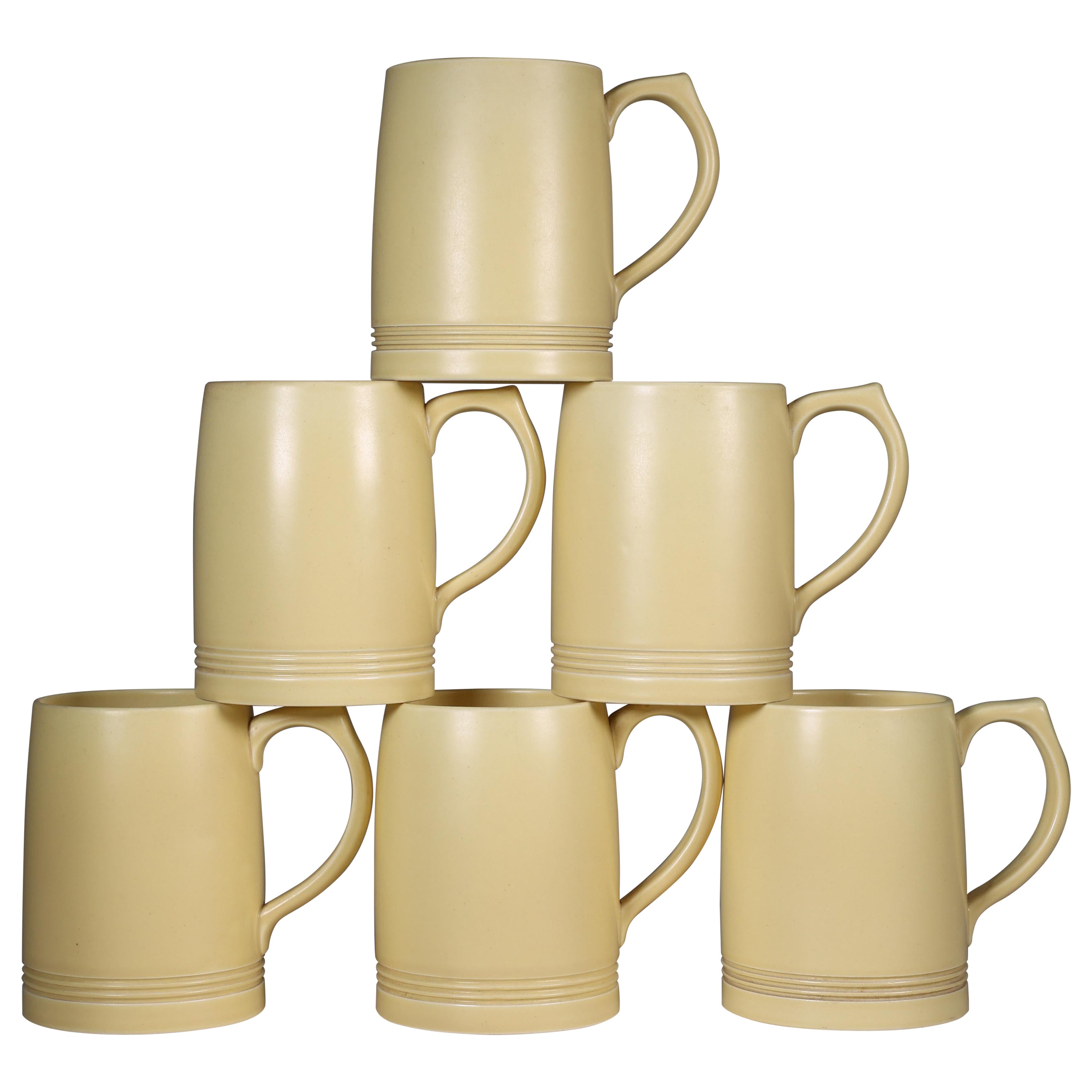Keith Murray for Wedgwood. A rare complete and original set of six lemonade mugs For Sale