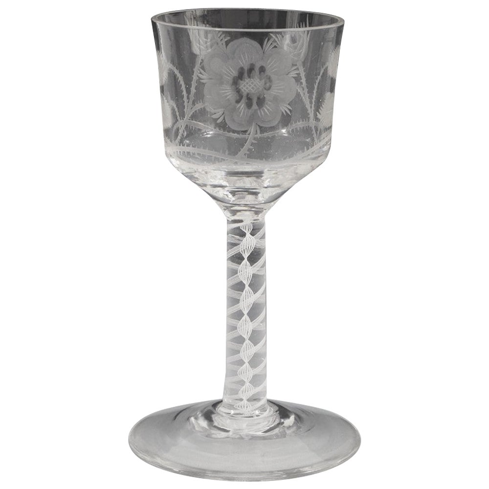 Hill Ouston Reproduction Jacobite Engraved Wine Glass c1935 For Sale