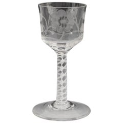 Vintage Hill Ouston Reproduction Jacobite Engraved Wine Glass c1935