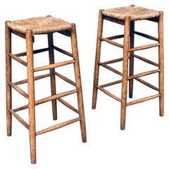 Antique Bar Stool set in the style of Charlotte Perriand, France 1950's