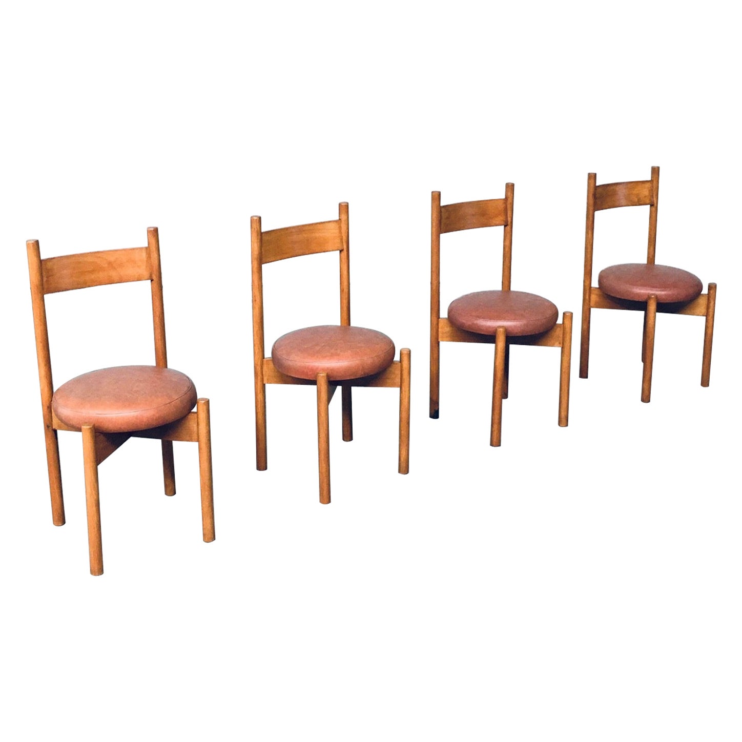 Midcentury Modern Design Dining Chair set in the style of Charlotte Perriand For Sale